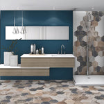 Load image into Gallery viewer, Merola Tile Gaugin Hex Catan Shadow Porcelain Floor and Wall Tile 8.5 inch x 9.75 inch x 0.39 inch – 11.28 sq. ft./Case, Matte Wood Look Hexagon Finish