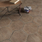 Charger l'image dans la visionneuse de galerie, Merola Tile Retro Hex Terra Porcelain Tile 14.13 inch x 16.25 inch – 11.05 sq. ft. per Case Matte Wood Look Finish