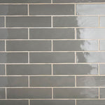 Charger l'image dans la visionneuse de galerie, Merola Tile Chester Grey Carreau mural en céramique 1 cm d'épaisseur 7,6 cm de large 0,53 m² par boîte Fini lustré type métro