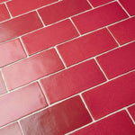 Load image into Gallery viewer, Merola Tile Antic Special Red Moon Ceramic Wall Tile 0.38 inch Thick 3 inch Wide 4 sq. ft. per Case – Glazed Handmade Subway Finish