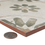 Charger l'image dans la visionneuse de galerie, Carreau de sol et mural en céramique Merola Tile Kings Blume Encaustic Sage 44,78 cm x 44,78 cm (1,02 m²/caisse)