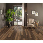 Load image into Gallery viewer, TrafficMaster Cabin Hickory 10mm x 6.26-inch W x 54.45-inch L Dark Brown Laminate Flooring (18.94 sq.ft./case)
