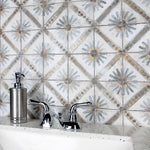 Load image into Gallery viewer, Merola Tile Harmonia Kings Marrakech Blue Ceramic Floor and Wall Tile 13 inch Width 13 inch Length 12.19 sq ft/case Patterned Matte Finish