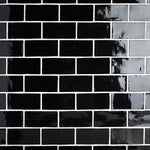 Load image into Gallery viewer, Merola Tile Chester Nero 3 inch x 6 inch Ceramic Wall Tile – 5.72 sq. ft. per Case, Glossy Smooth Finish