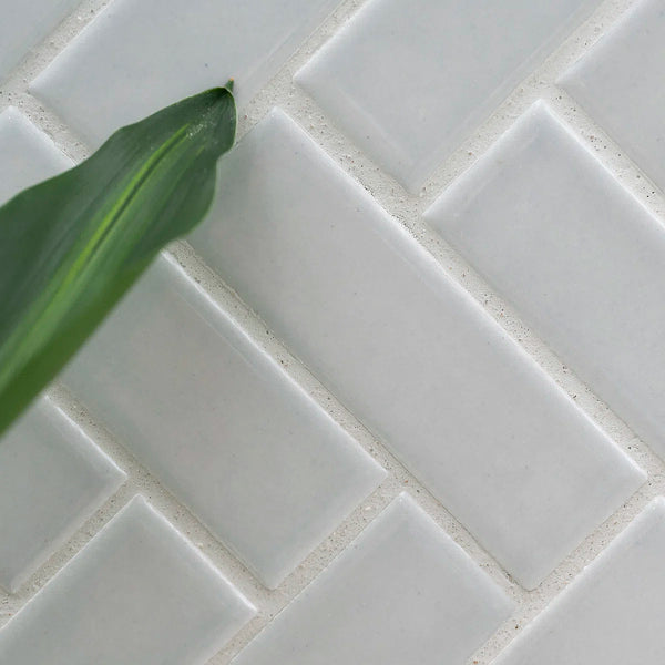 Domino Lume Grey Herringbone 14 in. x 14 in. Glossy Porcelain Mosaic Floor and Wall Tile