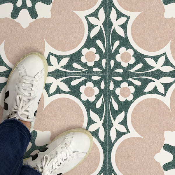 FloorPops Pink Daphne 12-in x 12-in Vinyl Tile Flooring Set of 20 (1 sq. ft./each)