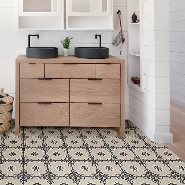 Ensemble de 20 carreaux de sol en vinyle FloorPops Black Daphne de 12 po x 12 po (20 pi2)