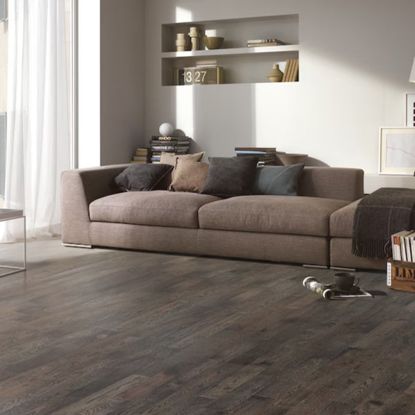 Goodfellow NC Wirebrushed Rumba Oak 3/4-in T x 5-in W x Varying Length Engineered Flooring (25.56 sqft/case)