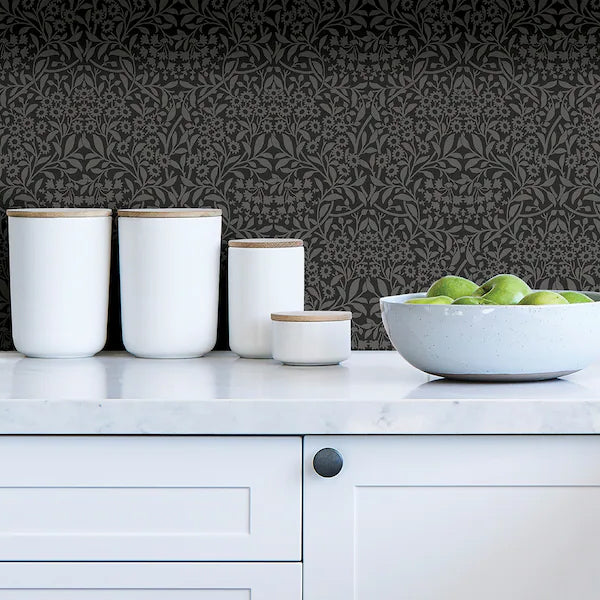 NuWallpaper Charcoal Darcy Peel & Stick Wallpaper 20.5in x 18ft ...