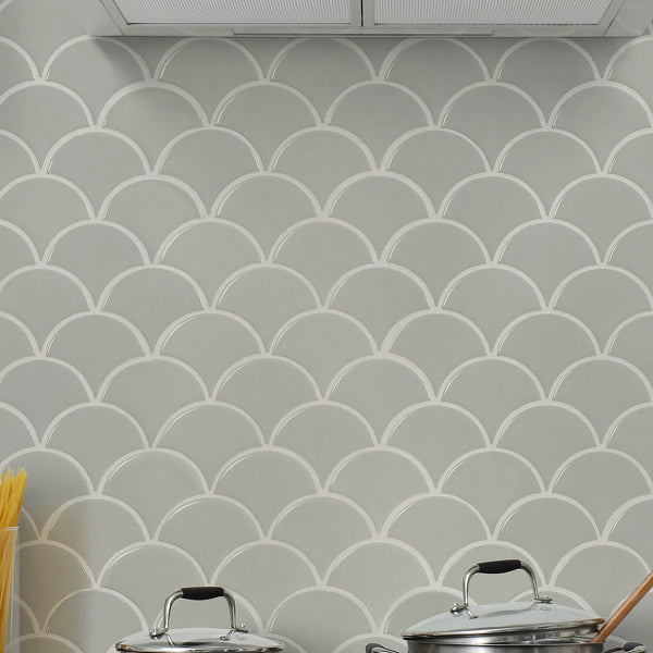 Lume Grey Scale 10 in. x 13 in. Glossy Porcelain Mosaic Floor and Wall Tile