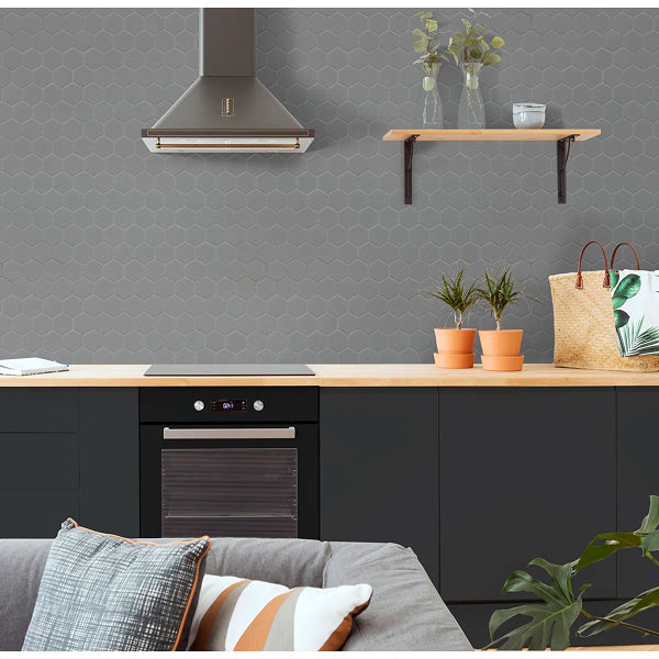 Retro Hexo Lume Grey Hexagon 11 in. x 13 in. Matte Porcelain Mosaic Floor and Wall Tile