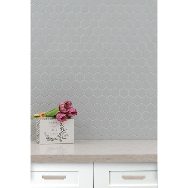 Retro Hexo Lume Grey Hexagon 11 in. x 13 in. Matte Porcelain Mosaic Floor and Wall Tile
