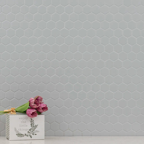 Retro Hexo Lume Grey Hexagon 11 in. x 13 in. Matte Porcelain Mosaic Floor and Wall Tile