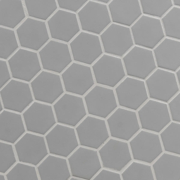 Retro Hexo Lume Grey Hexagon 11 in. x 13 in. Matte Porcelain Mosaic Floor and Wall Tile