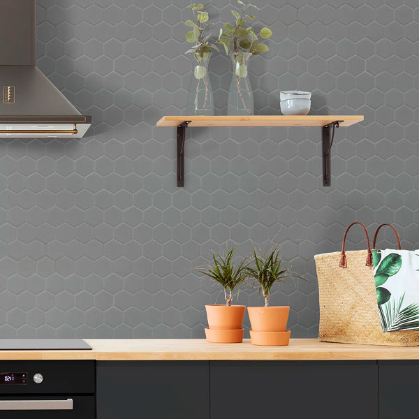 Retro Hexo Lume Grey Hexagon 11 in. x 13 in. Matte Porcelain Mosaic Floor and Wall Tile