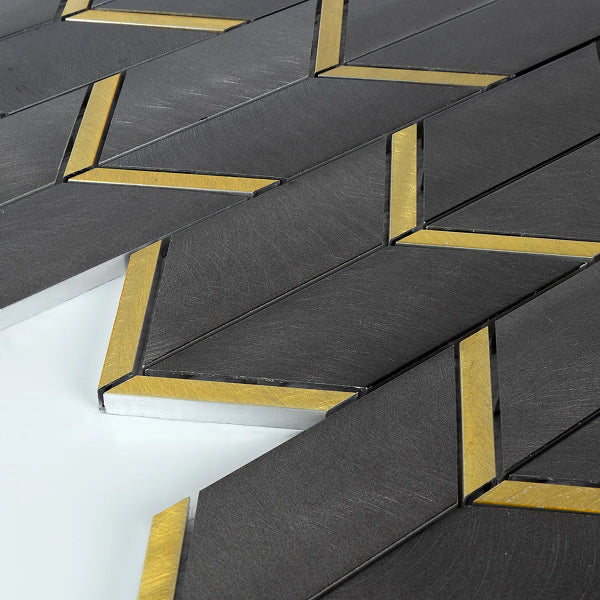 Twilight Aluminium Chevron Mosaic Tile