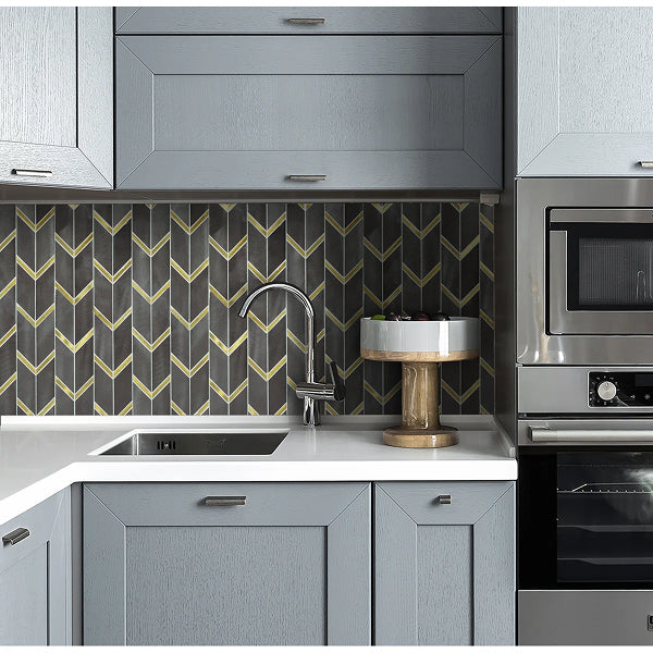 Twilight Aluminium Chevron Mosaic Tile