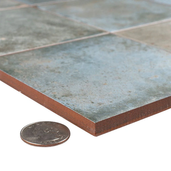 Merola Tile SAMPLE Kings Etna Encaustic Blue 13-1/8 inch x 13-1/8 inch Ceramic Floor and Wall Tile