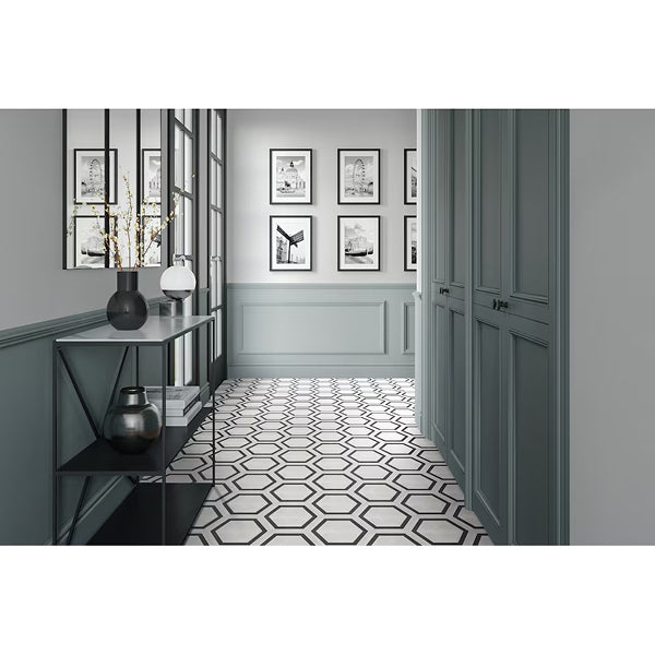 Anatolia Artisano Bianco Frame 7 inch Matte Pressed Porcelain Tile 2.80 sq ft per Case Hexagon