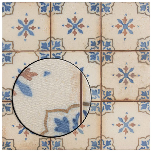 Merola Tile Mirambel Azul 13 inch x 13 inch Ceramic Floor and Wall Tile – 12.2 sq. ft. per Case, Matte Textured Finish
