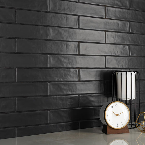 Merola Tile Chester Matte Nero Ceramic Wall Tile 2 inch Width 10 inch Length 13.44 sq ft/case Matte Subway Finish