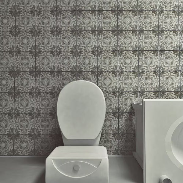 Merola Tile Costa Cendra Decor Dahlia 7-3/4 inch x 7-3/4 inch Ceramic Floor and Wall Tile – 11.11 sq. ft. per Case, Glazed Textured Finish
