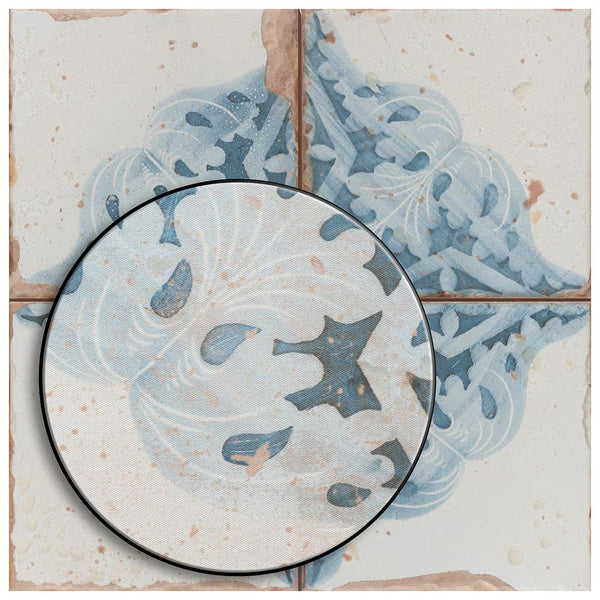 Merola Tile Artisan Azul Decor 13 inch x 13 inch Ceramic Floor and Wall Tile 12.2 sq. ft./case – Patterned Low Sheen Finish