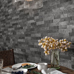 Load image into Gallery viewer, Merola Tile Ordino Black Porcelain Wall Tile 3.25 inch x 17.5 inch – 9.6 sq. ft. per Case Textured Stone Look Finish
