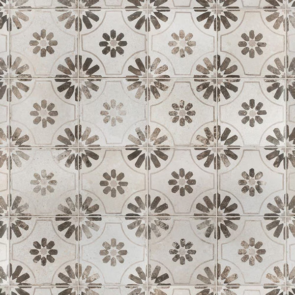 Merola Tile Kings Blume Nero Ceramic Floor and Wall Tile 0.37 inch Thick 17.63 inch Wide 10.95 sq ft/case Matte Textured Finish