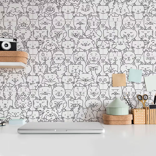 Merola Tile Oh My Cat Porcelain Floor and Wall Tile 9.75 inch x 9.75 inch x 0.4 inch – 10.88 sq. ft./Case, Mixed Textured White Finish