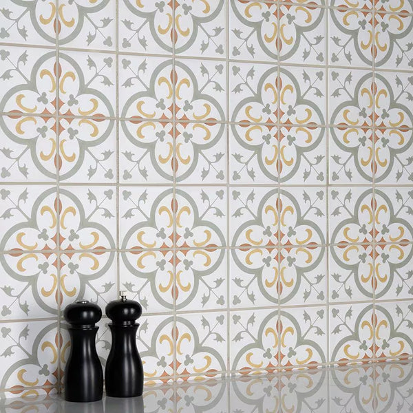 Merola Tile Revival Memory Mini Ceramic Floor and Wall Tile 4 inch Width 4 inch Length 12.72 sq ft/case Patterned Glossy Finish