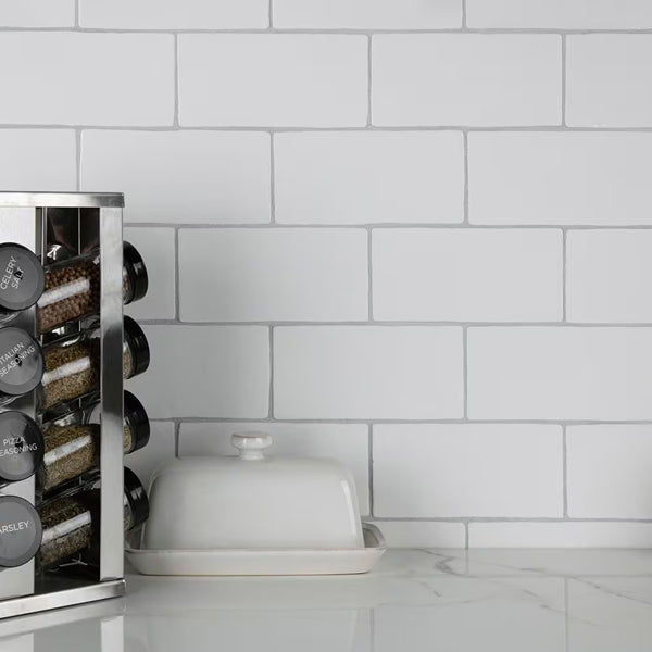 Merola Tile Chester Bianco 3 inch x 6 inch Ceramic Wall Tile – 5.72 sq. ft. per Case, Glossy Smooth Finish
