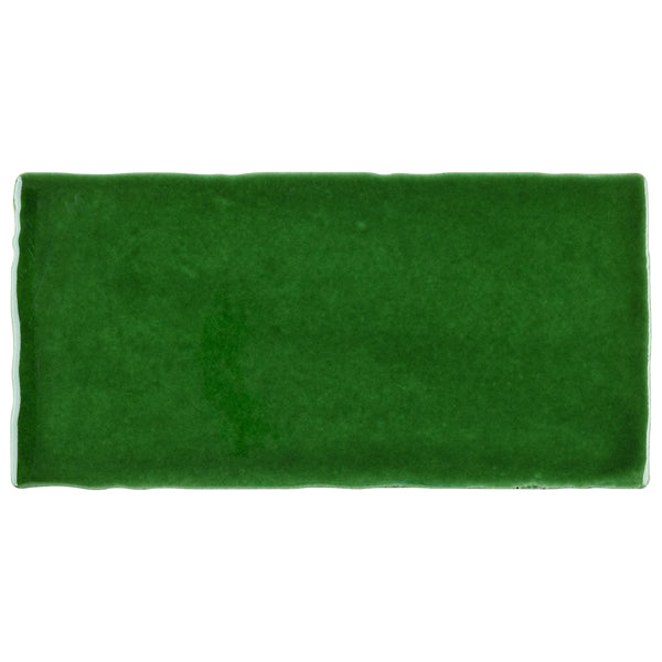 Merola Tile Viva Antic Verde Ceramic Wall Tile 3 inch Width 6 inch Length 4.16 sq ft/case Glossy Subway Crackle Finish