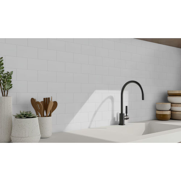 Anatolia Metro White Matte Pressed Ceramic Wall Tile 0.28 inch Thick 2.95 inch W 10.66 sq ft/case