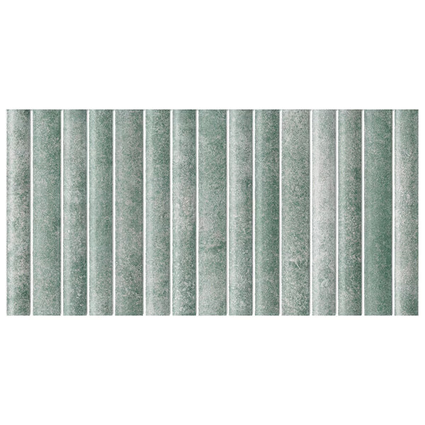 Merola Tile Rubik Aloe Ceramic Wall Tile 5.88 inch x 11.75 inch – 10.78 sq.ft./case Glossy Fluted Blue