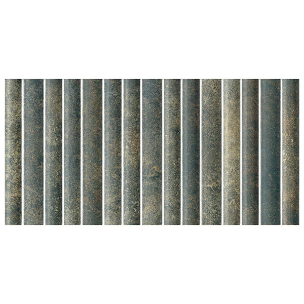 Merola Tile Rubik Verde 5.88 inch x 11.75 inch Ceramic Wall Tile – 10.78 sq ft per Case, Glossy Fluted Green Decorative Wall Tile