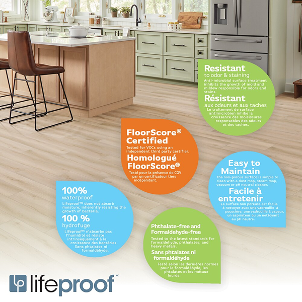 Lifeproof Sterling Oak 7mm x 8.7 in. W x 59.4 in. L 22MIL Click Lock Waterproof Luxury Vinyl Plank Flooring (25 sq.ft./case)