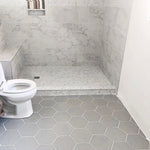 Charger l'image dans la visionneuse de galerie, Merola Tile Textile Basic Hex Silver Porcelain Tile 8.63 inch x 9.88 inch – 11.5 sq. ft. per Case Glossy Stone-Look Finish