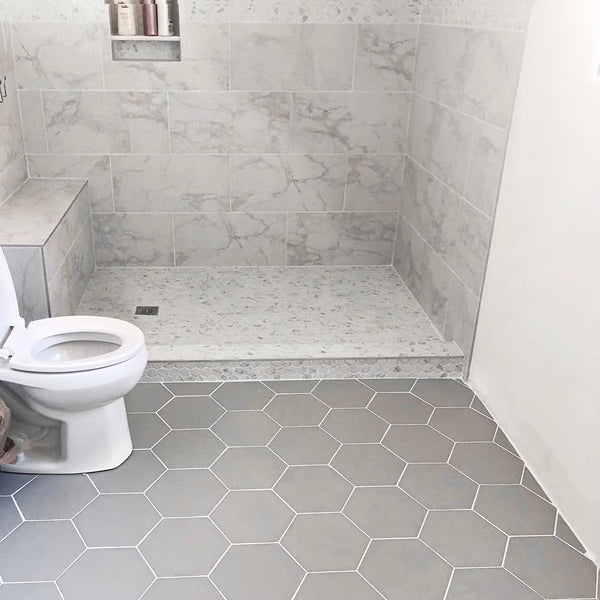 Merola Tile Textile Basic Hex Silver Porcelain Tile 8.63 inch x 9.88 inch – 11.5 sq. ft. per Case Glossy Stone-Look Finish