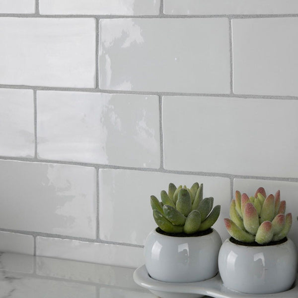 Merola Tile Chester Bianco 3 inch x 6 inch Ceramic Wall Tile – 5.72 sq. ft. per Case, Glossy Smooth Finish