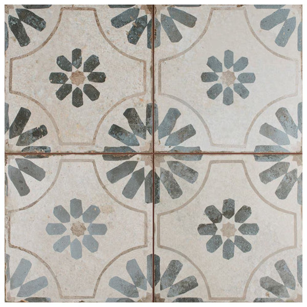 Merola Tile Kings Blume Encaustic Blue 17.63 inch x 17.63 inch Ceramic Floor and Wall Tile (10.95 sq. ft./case)