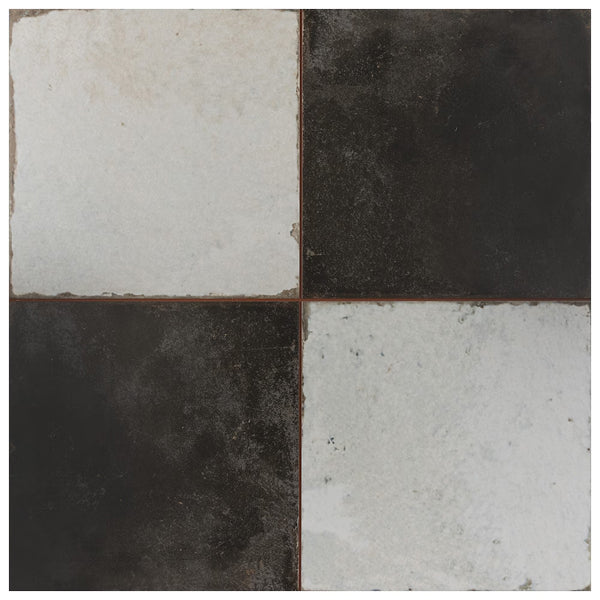 Merola Tile Kings Damero 17.63 inch x 17.63 inch Ceramic Floor and Wall Tile 0.37 inch Thick 10.95 sq ft/case Matte Encaustic Look