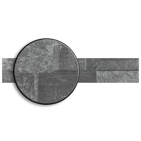 Merola Tile Ordino Black Porcelain Wall Tile 3.25 inch x 17.5 inch – 9.6 sq. ft. per Case Textured Stone Look Finish