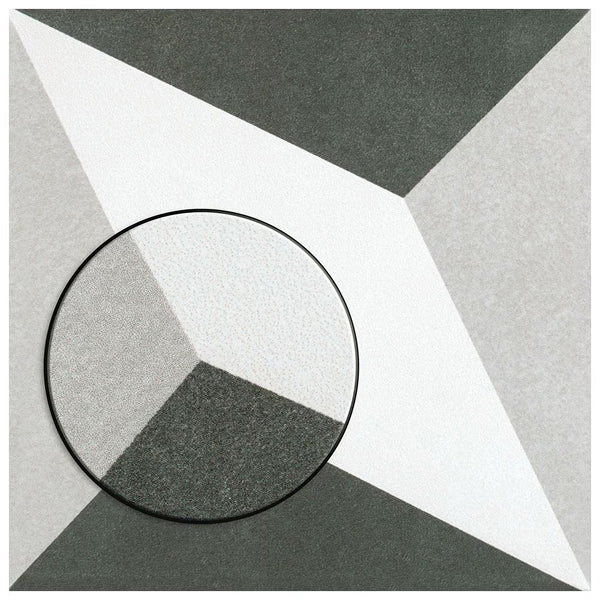 Merola Tile Twenties Diamond 7.75 inch x 7.75 inch Ceramic Floor and Wall Tile 11.11 sq ft/case – Geometric Matte Finish