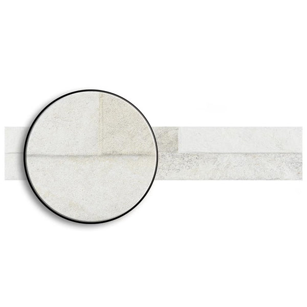 Merola Tile Ordino White Porcelain Tile 0.34 inch Thick 3.25 inch x 17.5 inch 9.6 sq. ft./Case Textured Stone Look Wall Tile
