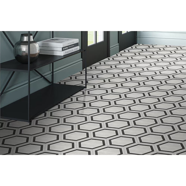 Anatolia Artisano Bianco Frame 7 inch Matte Pressed Porcelain Tile 2.80 sq ft per Case Hexagon
