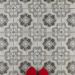Load image into Gallery viewer, Merola Tile Costa Cendra Decor Fleur 7.75 inch x 7.75 inch Ceramic Floor and Wall Tile – 11.11 sq ft per Case, Rustic Stone Look Matte Finish