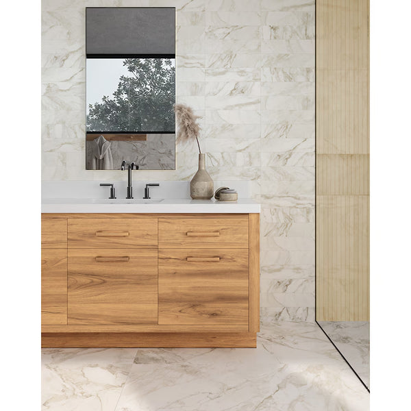 Anatolia Calacatta Crescente Matte Pressed Ceramic Wall Tile 4 inch x 16 inch – 10.76 sq.ft./case Marble Look Matte
