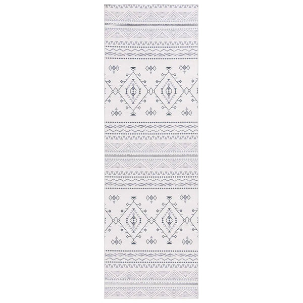 Tapis de couloir d'intérieur lavable en machine Safavieh Arizona Blanca beige/anthracite 2 pi 6 po x 8 pi