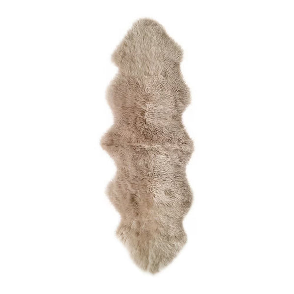 Tapis double en peau de mouton de Nouvelle-Zélande, naturel, 60 cm x 1,80 m – Taupe